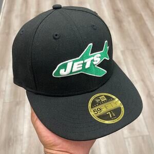 ew Era Black New York Jets Omaha Throwback Low Profile Fitted Hat size 7 1/4
